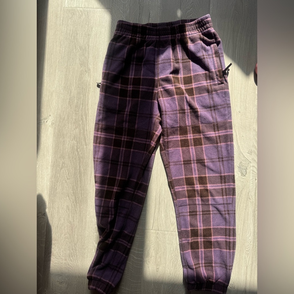 TNA Women's Plaid Joggers in Purple and Brown